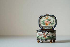 small box with a floral design on it photo