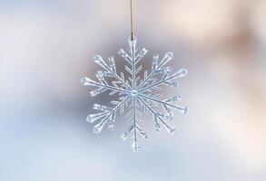 snowflake ornament hanging from a string photo