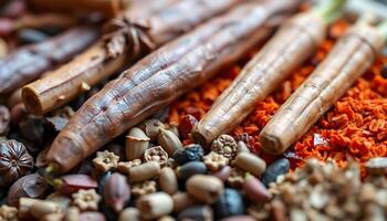 close up of a bunch of food items photo