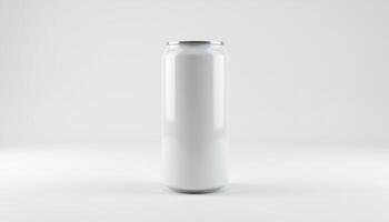 Modern White Soda or Beverage Can on Minimalist Background photo