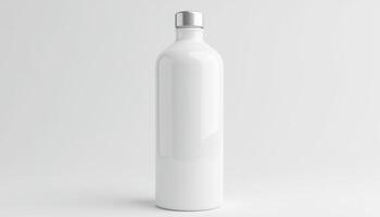 A white bottle with a silver cap on it photo