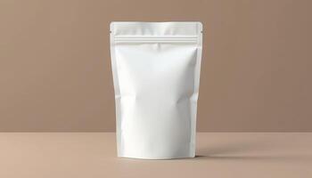 Minimalist White Paper Sachet on Neutral Background photo