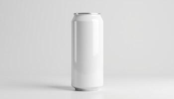 Modern White Beverage or Soda Can on Minimalist Background photo