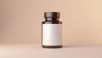 A bottle of medicine with a blank label on it photo