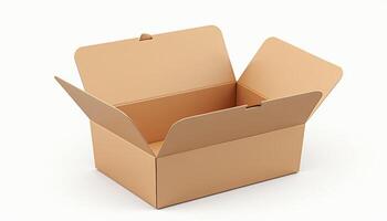 An open cardboard box on a white background photo