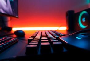 close up of a computer keyboard and mouse photo