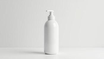 Elegant Hand Cream Bottle with Pump on Soft Background photo