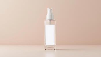A clear plastic bottle with a spray on it photo