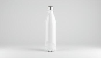 A white plastic bottle with a metal cap photo