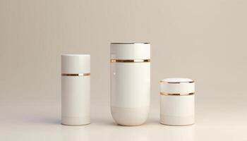 Elegant Skincare Cream Jars on Minimalist Surface photo