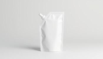 A white plastic bag with a lid on a table photo