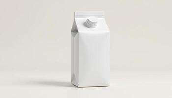 A white milk carton on a white background photo