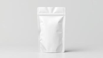 Sleek White Paper Sachet with Minimalist Packaging Design photo