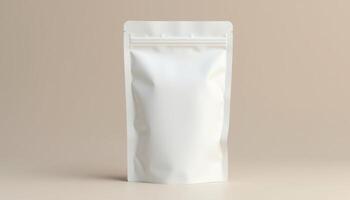 White packaging mockup on beige background photo