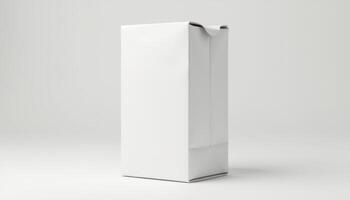 White box with blank side on a plain surface photo