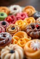 bunch of doughnuts that are on a table photo