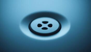 close up of a button on a blue surface photo
