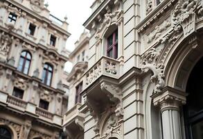 building with a clock on the front of it photo