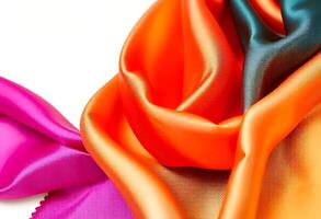 close up of a satin fabric on a white background photo