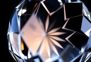close up of a crystal object on a black background photo