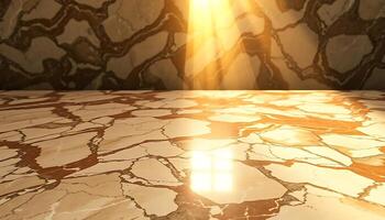 marble table with a bright light coming from behind it photo