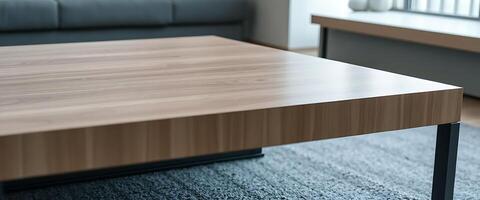 close up of a table with a couch in the background photo