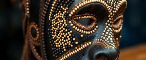 close up of a mask on a table photo