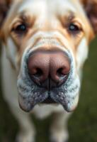 close up of a dog's nose with a moustache photo