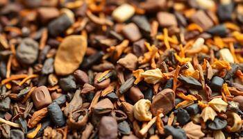 close up of a mixture of different types of seeds photo