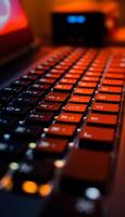 close up view of a laptop keyboard photo