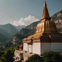The golden pagoda in the mountains photo
