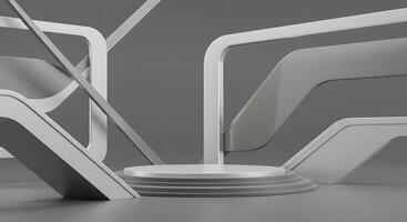 A white and gray 3d rendering of a podium photo