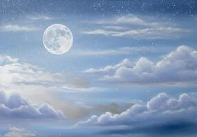A painting of a full moon in the sky photo