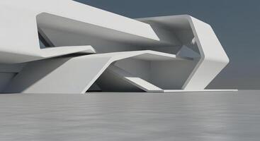 A 3d rendering of a building with curved walls photo