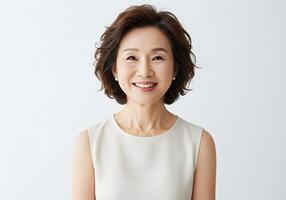 An asian woman smiling and posing for the camera photo