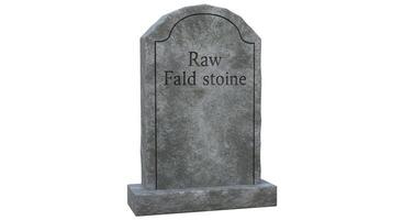 Gray Stone Grave Marker on White Background Memorial Object photo