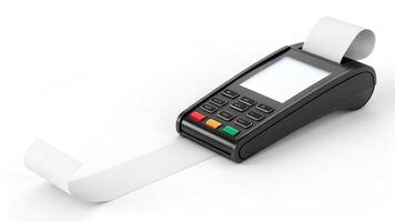 Payment Terminal with Paper Receipt Isolated on White photo