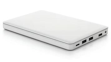 Silver Laptop Computer Closed on White Background photo