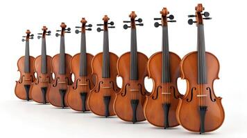 Row of Violins in Increasing Size Musical Instrument Collection photo