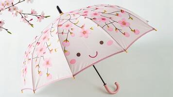 Smiling Umbrella with Floral Design and Cherry Blossoms photo