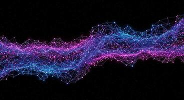 Abstract Network Connection with Glowing Nodes on Black Background photo