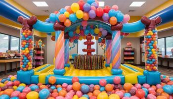 Colorful inflatable play structure photo
