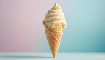 Vanilla soft serve ice cream cone photo