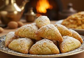 Stack of triangular cookies photo