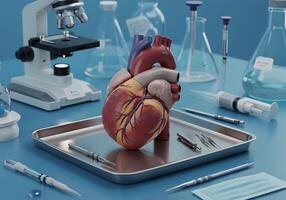 Human heart model in laboratory setting photo