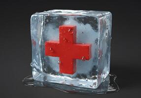 Melting ice cube medical symbol photo