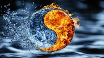 Fire yin yang symbol photo