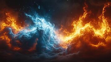 Fire and smoke in the sky photo