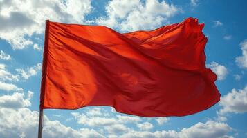 A red flag flying in the wind photo