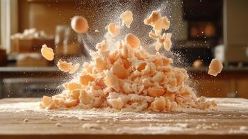 A pile of food being thrown into the air photo